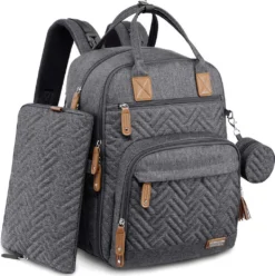 Iniuniu Baby Wickelrucksack, Wickeltasche Rucksack Große Mit Windeltasche, Wickelunterlage, Schnullerhalter, Babytasche Multifunktional Für Mama & Papa, Dunkelgrau