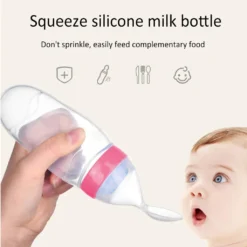 Baby Silikon Squeeze Löffel,Baby Fütterungs Flasche Nahrungsmittelabgabe Für Säugling Neugeborenen