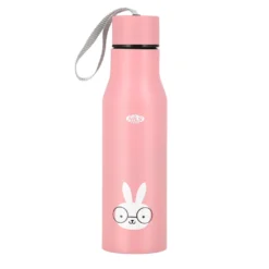 NILS CAMP Thermosflasche Mit Tier - Trinkflasche Kinder Mit Griff - Isolierflasche 500ml - Thermosflasche Baby Für Heiß - Und Kaltgetränke - Rosa