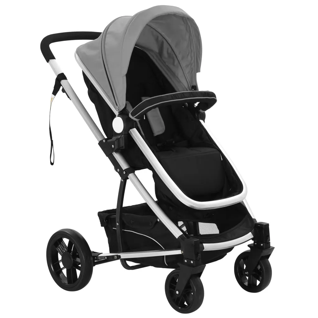 VidaXL 2-in-1 Buggy/Kinderwagen Aluminium Grau Und Schwarz 1 VidaXL 2-in-1 Buggy/Kinderwagen Aluminium Grau Und Schwarz