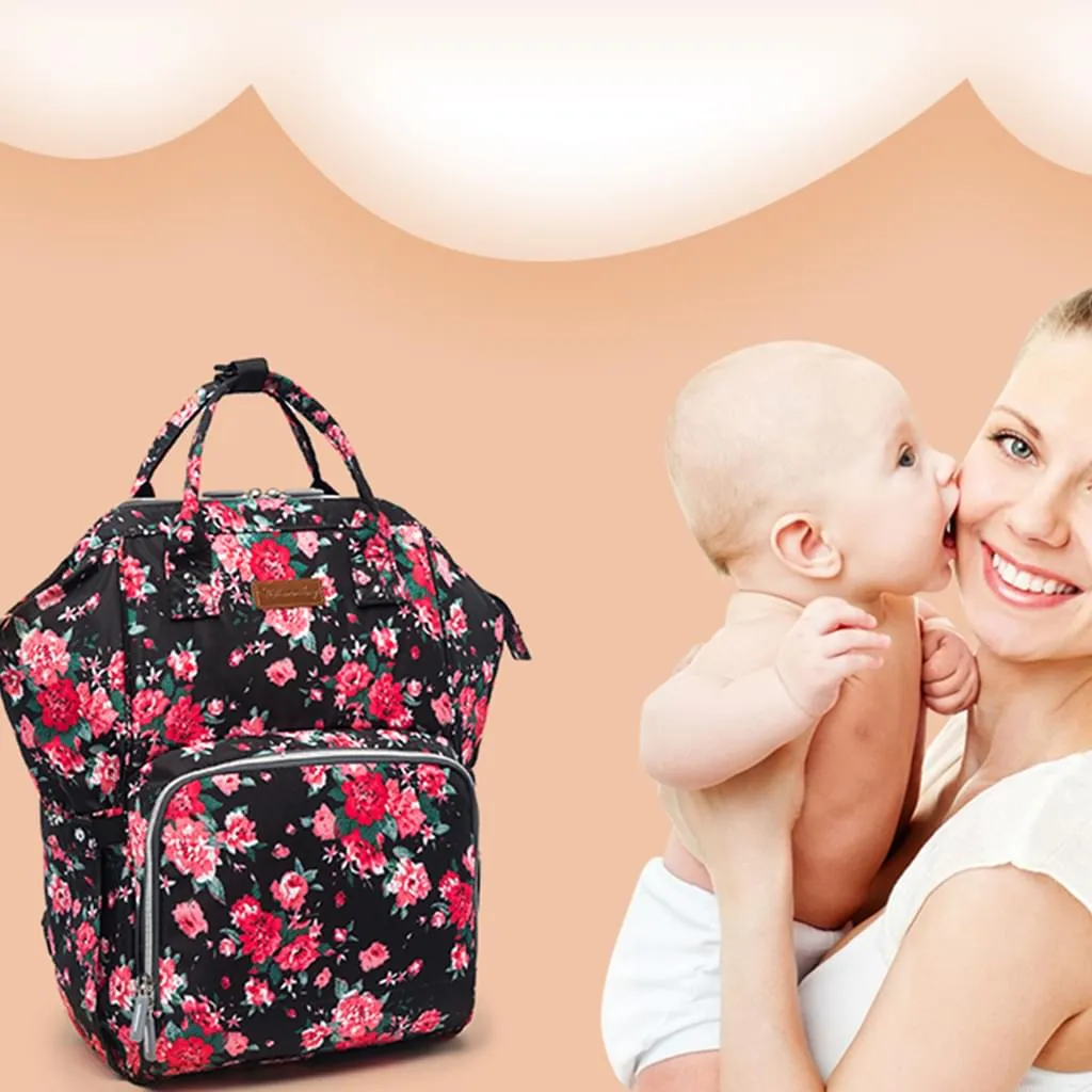 Baby Wickelrucksack Blumen Große Baby Wickeltasche , Multifunktional Babyrucksack, Wasserdichter Reiserucksack Für Unterwegs 2 Baby Wickelrucksack Blumen Große Baby Wickeltasche , Multifunktional Babyrucksack, Wasserdichter Reiserucksack Für Unterwegs – Bild 2