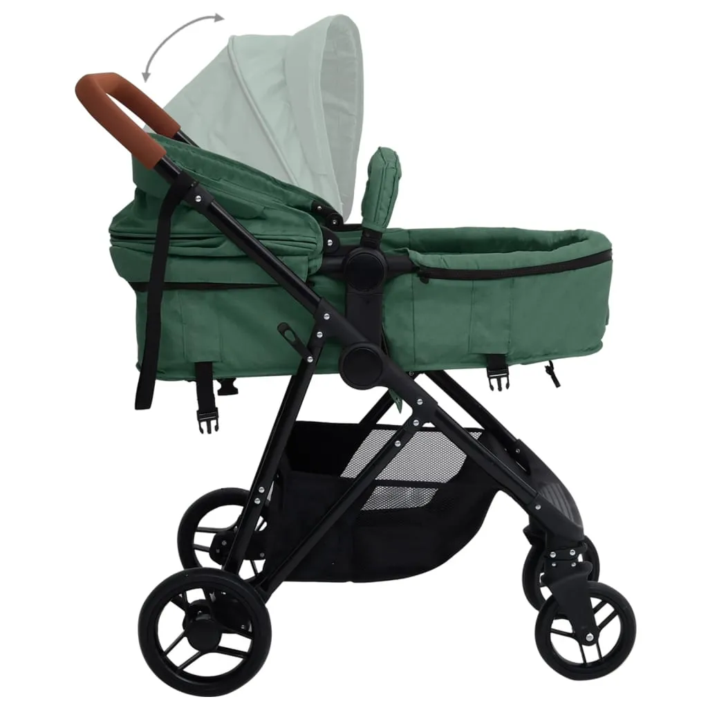 VidaXL 2-in-1 Kinderwagen Grün Und Schwarz Stahl 6 VidaXL 2-in-1 Kinderwagen Grün Und Schwarz Stahl – Bild 6