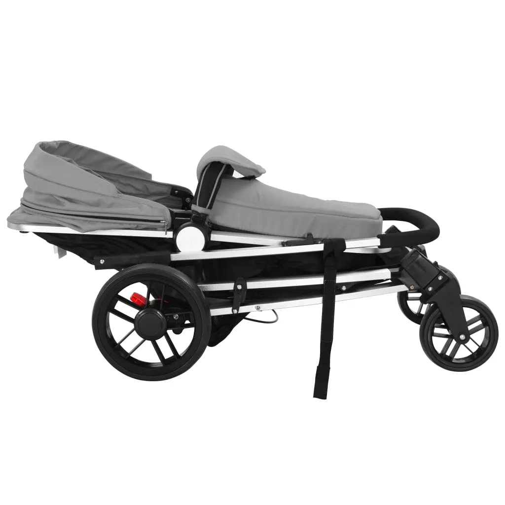 VidaXL 2-in-1 Buggy/Kinderwagen Aluminium Grau Und Schwarz 7 VidaXL 2-in-1 Buggy/Kinderwagen Aluminium Grau Und Schwarz – Bild 7