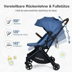 COSTWAY Kinderbuggy Mit Drehbarem Sitz Und Verstellbarem Verdeck & Fußstütze, Kinderwagen Mit Aufbewahrungskorb, Klappbar, Für Baby 0-36 Monate (Blau) -lionelo || HAUCK || Kinderkraft Verkäufe 1b429c59bebe94595192ded7d5e56ab8