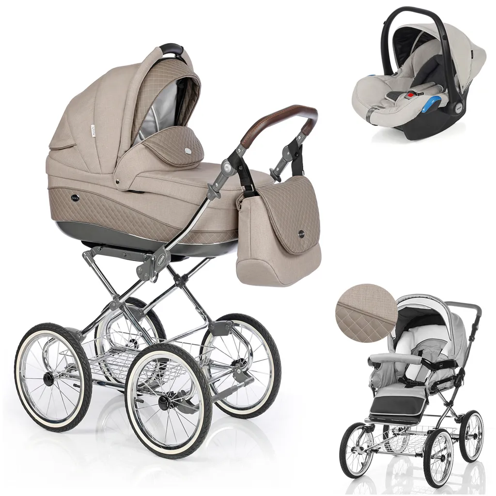Kinderwagen Retro 3 In 1 „Roan Emma“ (E-73) – Sportsitz, Autositz Und Mega Zubehör 1 Kinderwagen Retro 3 In 1 „Roan Emma“ (E-73) – Sportsitz, Autositz Und Mega Zubehör