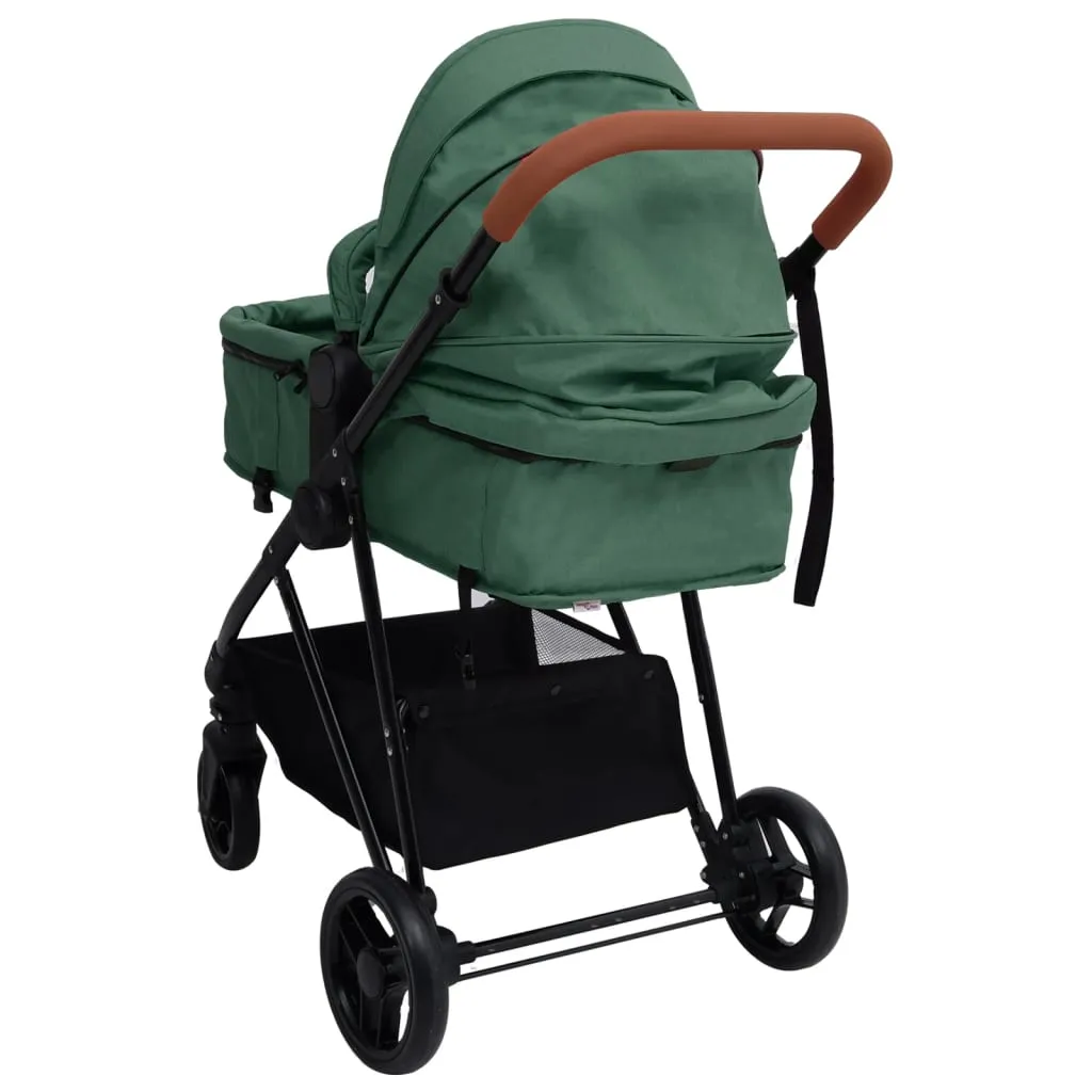 VidaXL 2-in-1 Kinderwagen Grün Und Schwarz Stahl 7 VidaXL 2-in-1 Kinderwagen Grün Und Schwarz Stahl – Bild 7