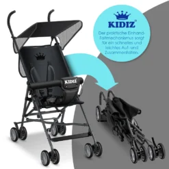 KIDIZ® Kinderwagen CITY Buggy Kinderbuggy Klappbar Sportwagen Faltbar 360° 4-Zoll-Räder Inkl. Sonnen- Und Regenverdeck Zusammenklappbar 5-Punkt-Sicherheitsgurt Ab 6 Monate, Farbe:Schwarz -lionelo || HAUCK || Kinderkraft Verkäufe 22116f4b19bc25418cb778f7575302c6