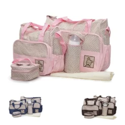Moni Wickeltasche Stella, Set Mit Wickelunterlage, Isoliertasche F. Babyflaschen Pink