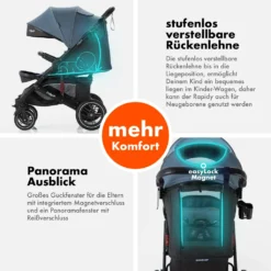 Daliya® Rapidy Buggy / Kinderwagen 0-36 Monate / Sportwagen Mit Liegeposition / Wickeltasche, Winterfußsack, Ess- & Spieltisch Und Mehr Linen Blau – Schwarz -lionelo || HAUCK || Kinderkraft Verkäufe 2416e857d84c3dd1805b444a5d98335e