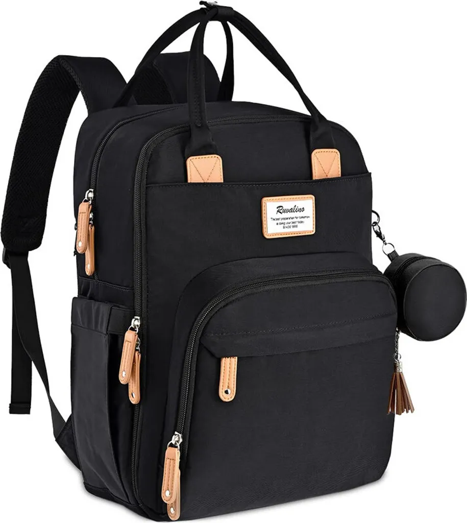 RUVALINO Wickeltasche Rucksack Großer Wickelrucksack Mit Multifunktionalen Babytaschen Und Mobiler Wickelauflage - Schnullerhalter - Für Mama Und Papa (Schwarz), Einheitsgröße 1 RUVALINO Wickeltasche Rucksack Großer Wickelrucksack Mit Multifunktionalen Babytaschen Und Mobiler Wickelauflage - Schnullerhalter - Für Mama Und Papa (Schwarz), Einheitsgröße