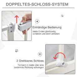 PawHut Türschutzgitter Ohne Bohren 74-80 Cm Einstellbar Treppenschutzgitter Absperrgitter Mit Doppelter Verschluss Hunde Absperrgitter Für Haustier Hundetürgitter Auto-Close Metall Kunststoff Weiß -lionelo || HAUCK || Kinderkraft Verkäufe 2618173f7877a879a8445fc470556865