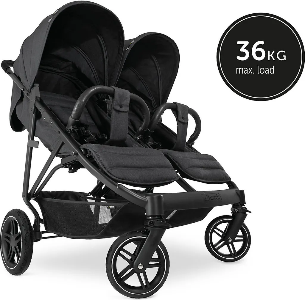 Hauck Uptown Duo Zwillingsbuggy - Farbe: Melange Black 2 Hauck Uptown Duo Zwillingsbuggy - Farbe: Melange Black – Bild 2