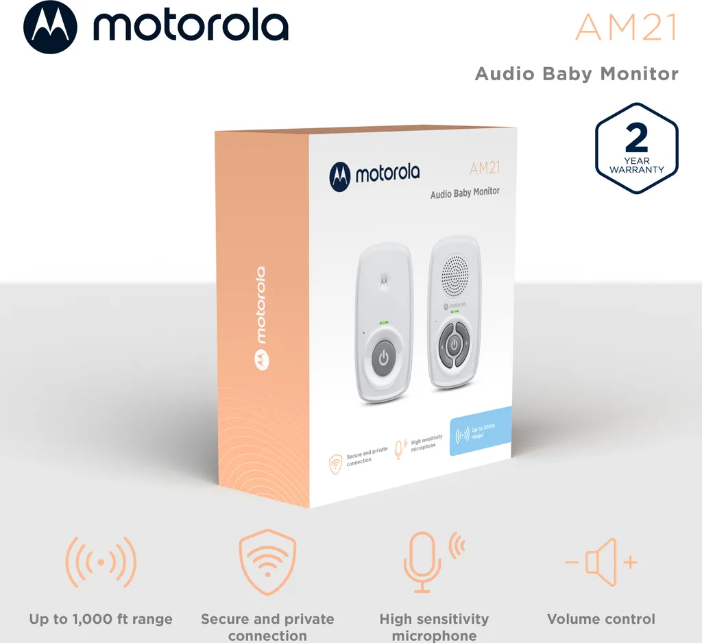 Motorola Nursery Baby Monitor - AM21 Audio - Weiß - Audioüberwachung - Hochempfindliches Mikrofon - ECO-Modus - DECT-Technologie - Bis Zu 300 Meter 4 Motorola Nursery Baby Monitor - AM21 Audio - Weiß - Audioüberwachung - Hochempfindliches Mikrofon - ECO-Modus - DECT-Technologie - Bis Zu 300 Meter - Image 4