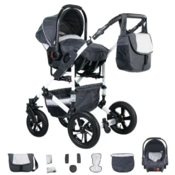 Friedrich Hugo Hamburg | 3 In 1 Kombi Kinderwagen Set | Luftreifen | Farbe: Grey & White 8 Friedrich Hugo Hamburg | 3 In 1 Kombi Kinderwagen Set | Luftreifen | Farbe: Grey & White -lionelo || HAUCK || Kinderkraft Verkäufe 3220bfd537888a22d45c14a2bdd8090d