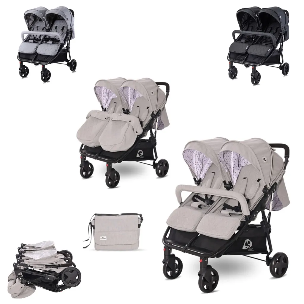 Lorelli Zwillingskinderwagen Duo Klappbar Verstellbar Fußabdeckung Wickeltasche Grau Weiss 1 Lorelli Zwillingskinderwagen Duo Klappbar Verstellbar Fußabdeckung Wickeltasche Grau Weiss