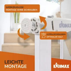 Kidimax® Treppenschutzgitter 75-84 Cm, Ohne Bohren, Türschutzgitter Für Kinder, Hunde Und Katzen, Mit Auto-Close & Keep-Open Funktion, Treppengitter Weiß -lionelo || HAUCK || Kinderkraft Verkäufe 333e9cc0a4c33e29159e3a2eae1758d9 1