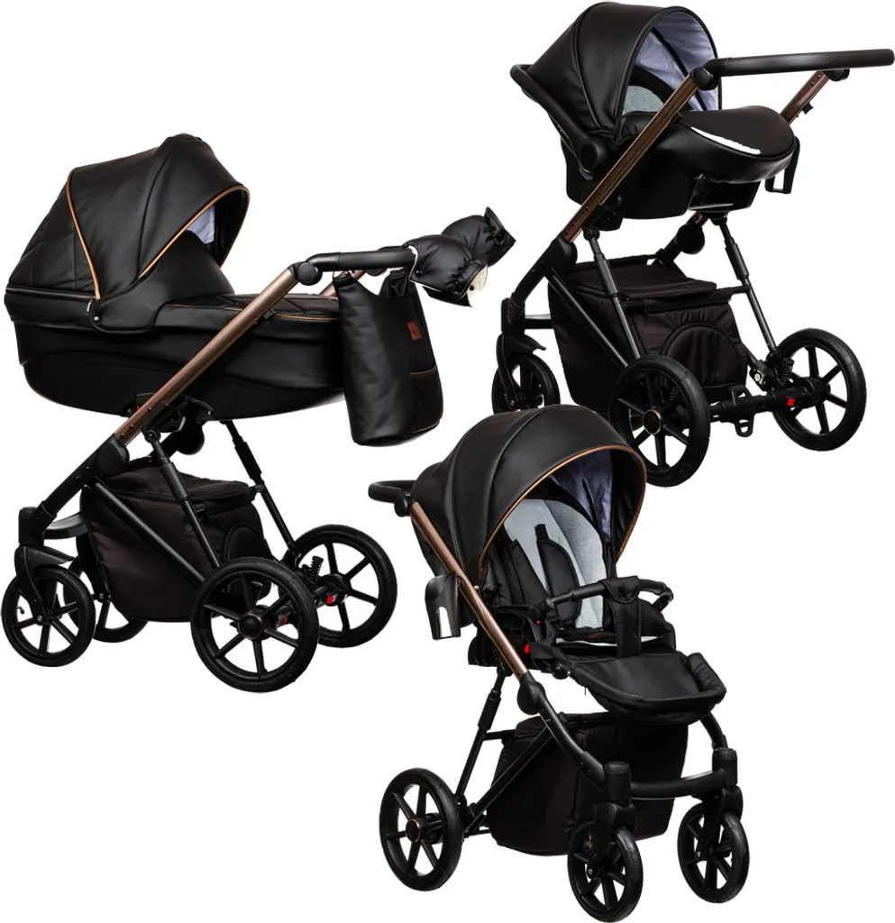 FX Kombi Kinderwagen 3 In 1 - Komplettset - Mit Gelreifen - "BLACK MAGIC" - Schwarz 2 FX Kombi Kinderwagen 3 In 1 - Komplettset - Mit Gelreifen - "BLACK MAGIC" - Schwarz – Bild 2