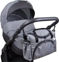 BabyLux Wickeltasche Kinderwagentasche Pflegetasche S3 55. Grau Dunkel