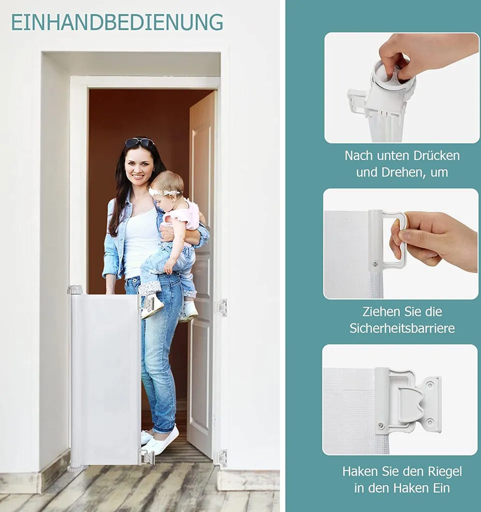 COSTWAY 142cm Ausziehbares Türschutzgitter Treppenschutzgitter Absperrgitter Für Babys Und Haustiere, Inkl. Montagezubehör 5 COSTWAY 142cm Ausziehbares Türschutzgitter Treppenschutzgitter Absperrgitter Für Babys Und Haustiere, Inkl. Montagezubehör – Bild 5