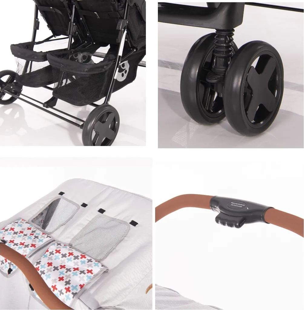 Lorelli Zwillingskinderwagen TWIN Wickeltasche Einhand-Klappsystem Fußabdeckung Grau Weiss 6 Lorelli Zwillingskinderwagen TWIN Wickeltasche Einhand-Klappsystem Fußabdeckung Grau Weiss - Image 6