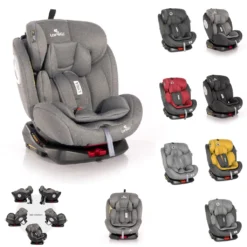 Lorelli Kindersitz Lyra Isofix Gruppe 0+/1/2/3 (0 - 36 Kg) Kissen, 5-Punkt-Gurt Grau