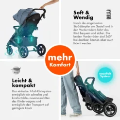 Daliya® Rapidy Buggy / Kinderwagen 0-36 Monate / Sportwagen Mit Liegeposition / Wickeltasche, Winterfußsack, Ess- & Spieltisch Und Mehr Linen Blau – Schwarz -lionelo || HAUCK || Kinderkraft Verkäufe 42a08aa1c1100dcad2ef936129dc3fbd