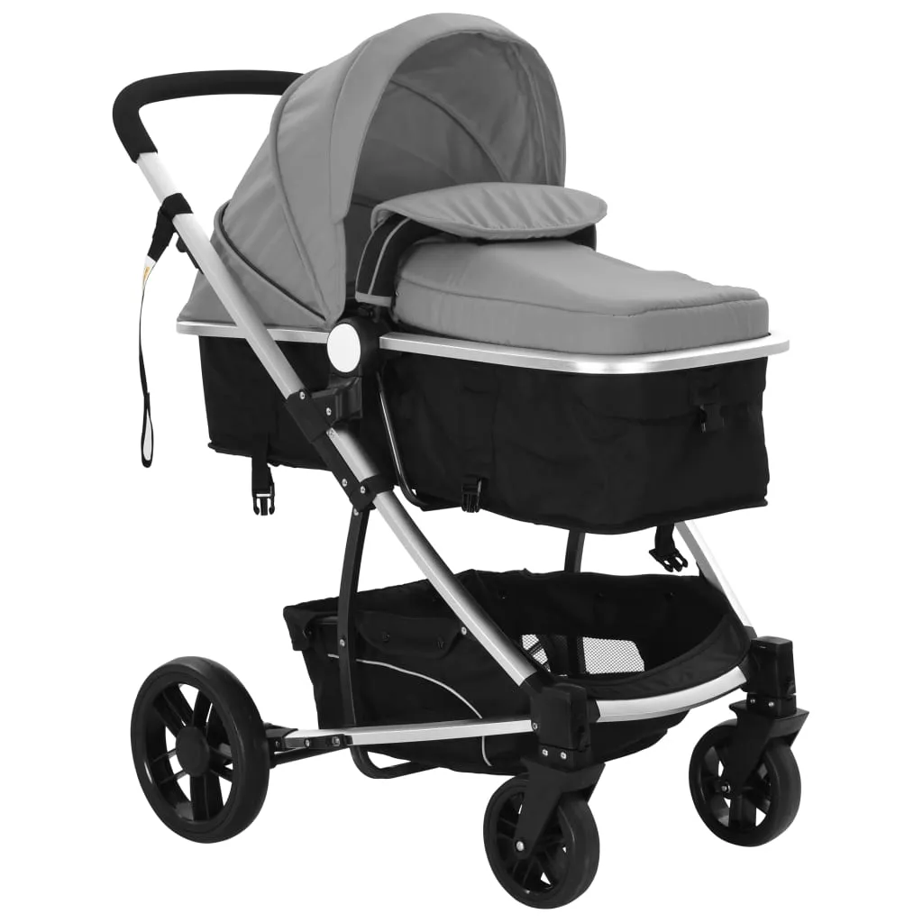 VidaXL 2-in-1 Buggy/Kinderwagen Aluminium Grau Und Schwarz 6 VidaXL 2-in-1 Buggy/Kinderwagen Aluminium Grau Und Schwarz – Bild 6