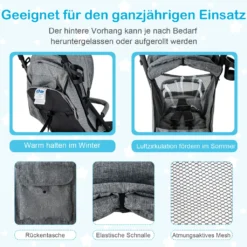 COSTWAY Klappbarer Kinderwagen, Reisewagen Für Kinder Im Gepäckstil Tragbar, Babywagen Mit Verstellbare Rückenlehne, Fußstütze, Baldachin, EVA-Räder, Kinderbuggy Für Kinder Von 0-3 Jahren (Grau) -lionelo || HAUCK || Kinderkraft Verkäufe 4746f44840076dd19e4a617a50ca0a6e