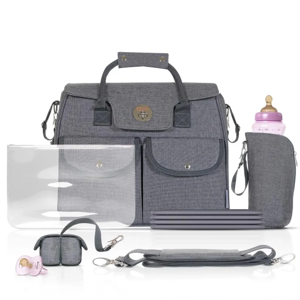 LCP Kids RIO Wickeltasche 5 Teilig Grau 1 LCP Kids RIO Wickeltasche 5 Teilig Grau