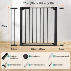 2Stück COMOMY Türschutzgitter Treppenschutzgitter Für Baby Kinder Sicherheitstür 72-103 Cm Breit Schwarz -lionelo || HAUCK || Kinderkraft Verkäufe 49a2dd334fa7ec60433f6a9c789dcf45