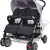 VidaXL Baby Zwillingswagen Stahl Grau Und Schwarz