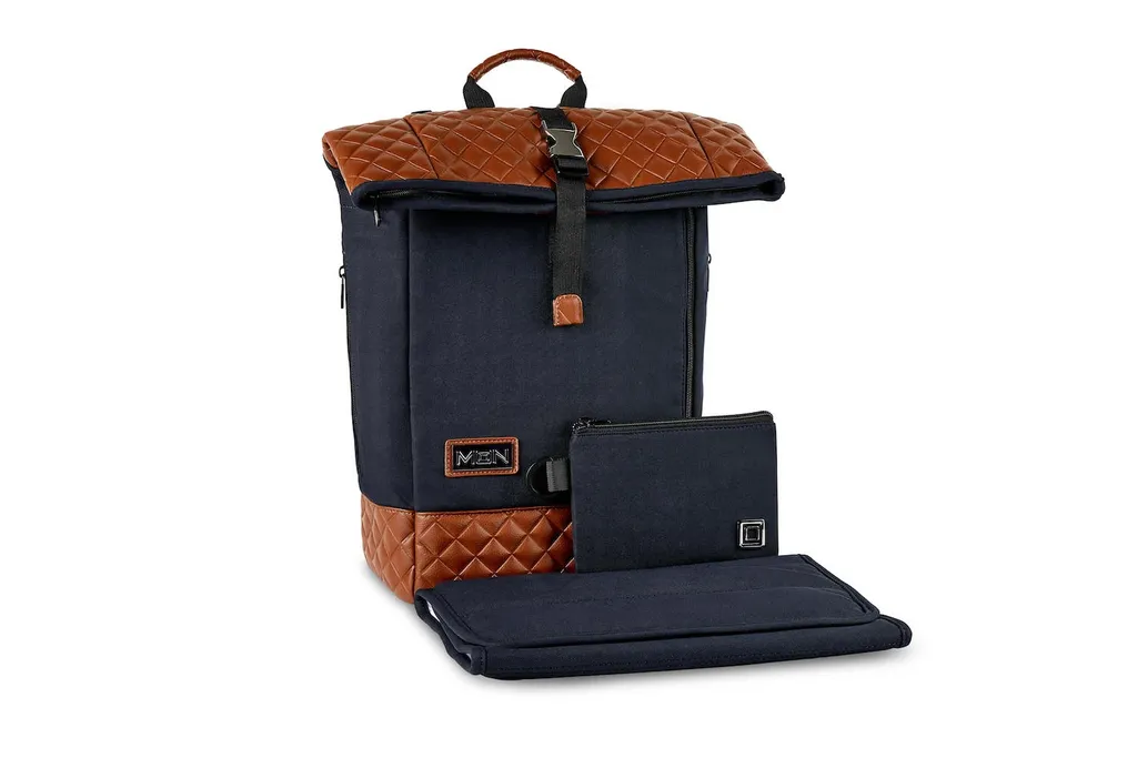 Moon Premium Rolltop Rucksack, Moon Buggy:Navy/Brown Leather 2 Moon Premium Rolltop Rucksack, Moon Buggy:Navy/Brown Leather – Bild 2