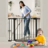 Türschutzgitter 75 - 103 Cm, Treppenschutzgitter Für Kinder Open N Stop Safety Gate, Ohne Bohren Breit Erweiterbar Mit Separater Verlängerung, Metall Gitter, Schwarz