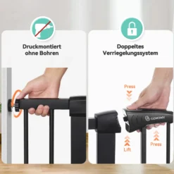 Türschutzgitter 75 - 103 Cm, Treppenschutzgitter Für Kinder Open N Stop Safety Gate, Ohne Bohren Breit Erweiterbar Mit Separater Verlängerung, Metall Gitter, Schwarz -lionelo || HAUCK || Kinderkraft Verkäufe 583113b5fa7476540ab8c343cae47e49