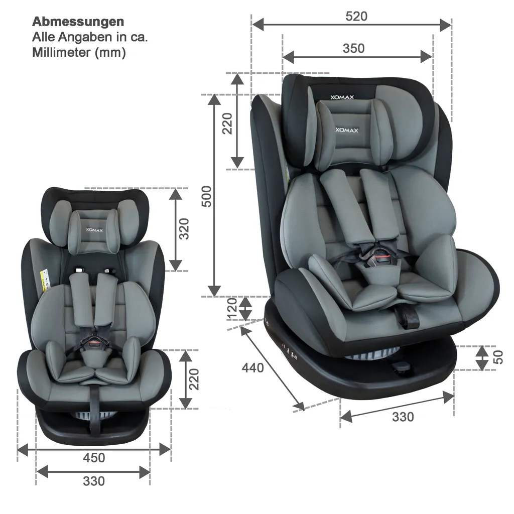 XOMAX 916 Auto Kindersitz Mit 360° Drehfunktion Und ISOFIX Für Kinder Von 0 - 36 Kg (Klasse 0, I, II, III) Farbe Schwarz/Grau 6 XOMAX 916 Auto Kindersitz Mit 360° Drehfunktion Und ISOFIX Für Kinder Von 0 - 36 Kg (Klasse 0, I, II, III) Farbe Schwarz/Grau - Image 6