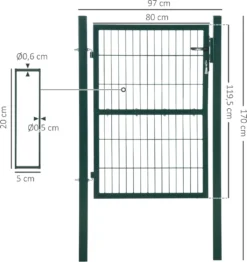 HOMCOM Gartentor Gartentür Zauntor Hoftür Aus Stahl Mit Griff Schloss Und Schlüsseln 97 X 170 Cm Grün -lionelo || HAUCK || Kinderkraft Verkäufe 5e44260b2f6e4025f18683640df2f515