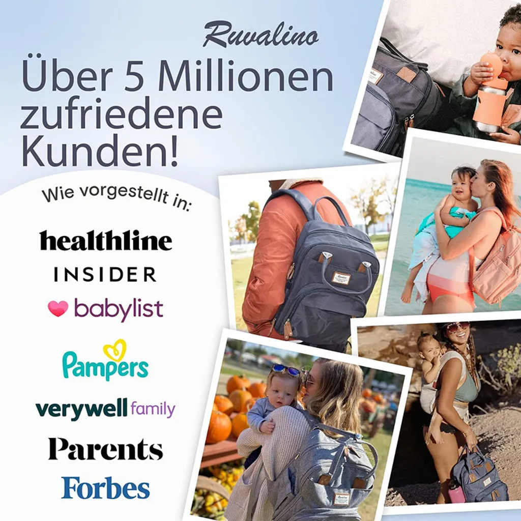RUVALINO Wickeltasche Rucksack Großer Wickelrucksack Mit Multifunktionalen Babytaschen Und Mobiler Wickelauflage - Schnullerhalter - Für Mama Und Papa (Schwarz), Einheitsgröße 4 RUVALINO Wickeltasche Rucksack Großer Wickelrucksack Mit Multifunktionalen Babytaschen Und Mobiler Wickelauflage - Schnullerhalter - Für Mama Und Papa (Schwarz), Einheitsgröße - Image 4