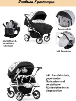 Zwillingskinderwagen „Duo“ 4 In 1 – Sportsitz, Autositz, Iso Bases, Zubehör -lionelo || HAUCK || Kinderkraft Verkäufe 67f81b96876e1bf323efe267a9ec7152