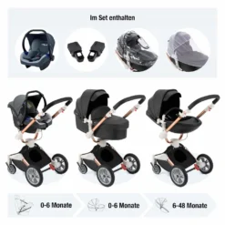 Daliya® TURNIYO 360° Premium 3in1 Kinderwagen Mit Sportsitz, Babywanne & Babyschale Buggy Kombikinderwagen (Schwarz) -lionelo || HAUCK || Kinderkraft Verkäufe 6f0f26b7fd46f87526a67f124577ea14