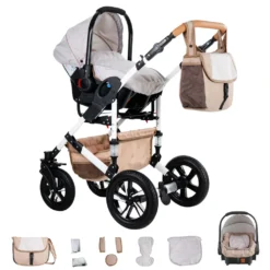 Friedrich Hugo Hamburg | 3 In 1 Kombi Kinderwagen Set | Hartgummireifen | Farbe: Cream & Beige -lionelo || HAUCK || Kinderkraft Verkäufe 6f35bfca5118febc773c4ac7310c2b57