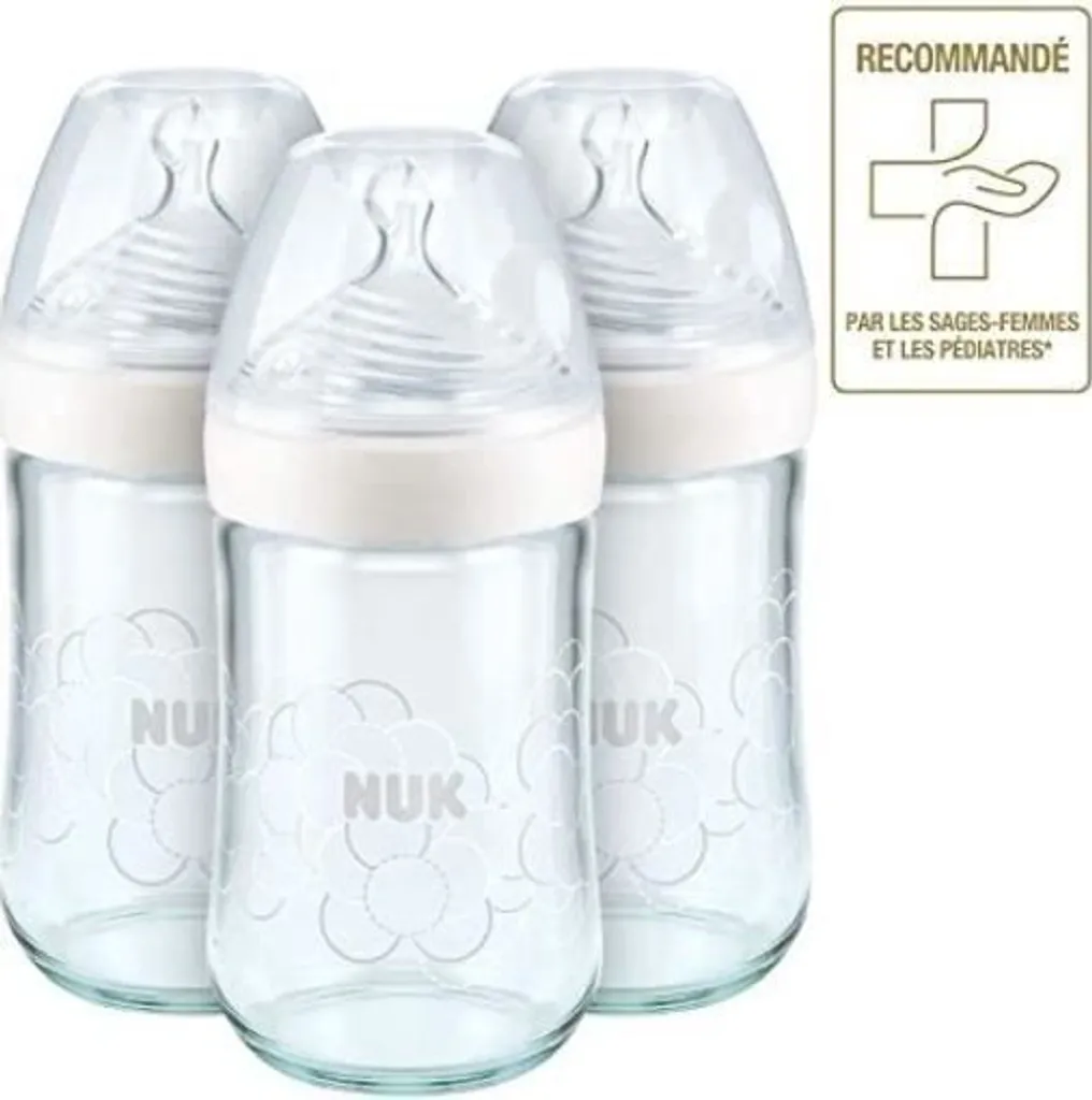NUK Trinkflaschen Aus Glas, Nature Sense, 240 Ml, 0-6 Monate, Anti-Kolik, BPA-frei, Silikon, 3 Stück 1 NUK Trinkflaschen Aus Glas, Nature Sense, 240 Ml, 0-6 Monate, Anti-Kolik, BPA-frei, Silikon, 3 Stück