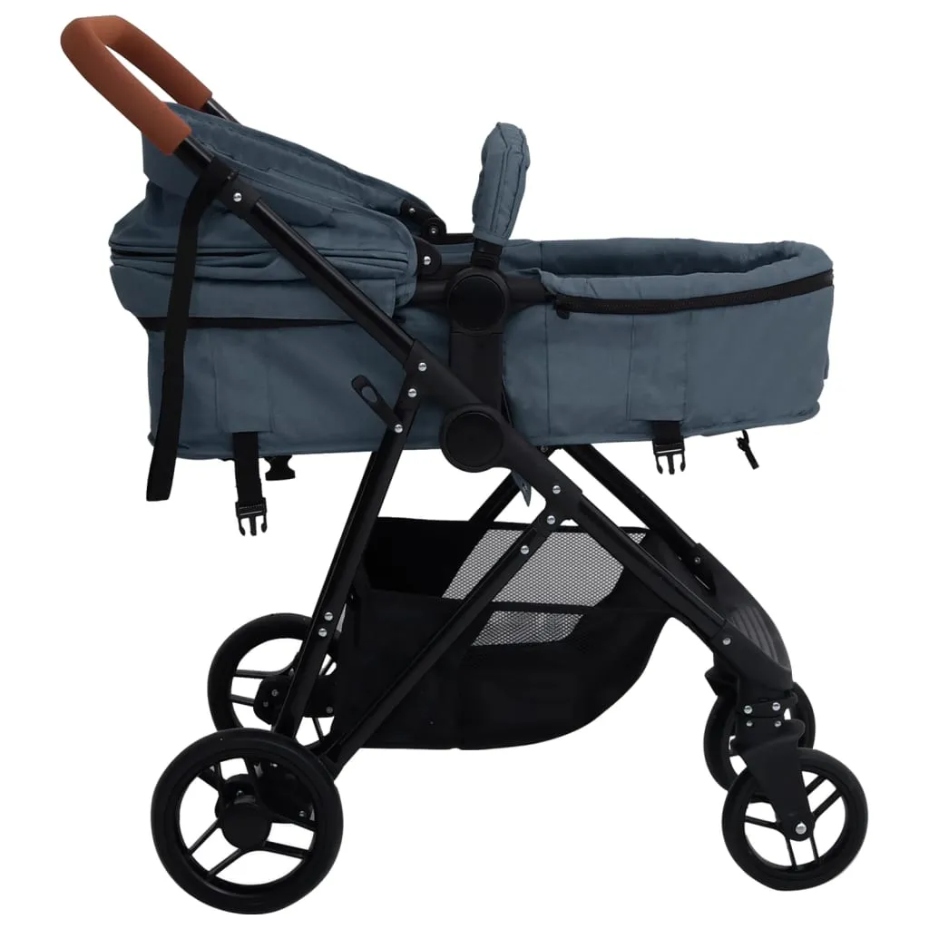 VidaXL 2-in-1 Kinderwagen Marineblau Und Schwarz Stahl 5 VidaXL 2-in-1 Kinderwagen Marineblau Und Schwarz Stahl – Bild 5
