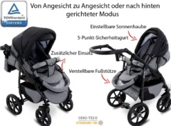 GaGaDumi Boston 3 In 1 Kombikinderwagen Kinderwagen Babyschale Buggy Autositz Carlo Komplettset, Hergestellt In Der EU (B5-Schwarz) -lionelo || HAUCK || Kinderkraft Verkäufe 736cb6a88d7588e96a88610c99cc9a9d