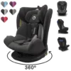 Lionelo Bastiaan Kindersitz 0-36 Kg ISOFIX 360° Autokindersitze Kinderautositze Gray-Schwarz