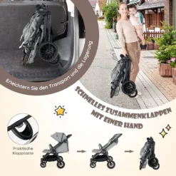 COSTWAY Faltbarer Zwillingskinderwagen, Geschwisterwagen Mit Individueller Neigung, Verstellbarer Rückenlehne & Fußstütze & Baldachin, Tragbarer Zwillingsbuggy Für Baby 0-4 Jahren -lionelo || HAUCK || Kinderkraft Verkäufe 73cac2bd4aca50dfd2d995a9a6b2d4a6