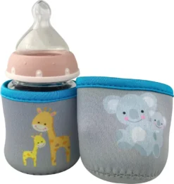 2x Baby Flaschenschutz (klein) - Babyflaschen Schutzhülle - Protection - Motiv: Giraffe & Koala - Baby Flaschenhülle - HECKBO