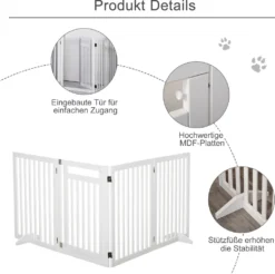 PawHut Schutzgitter Für Tiere 4 Stücke Freistehende Sicherheitsgitter Faltbar Hund Mit 2 Stützfüße Für Tier & Treppe Weiß 81 Cm -lionelo || HAUCK || Kinderkraft Verkäufe 80d5f6e263669f70dab1810bb6f275dc