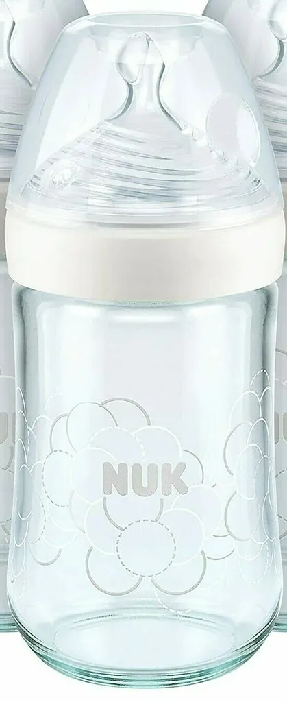NUK Trinkflaschen Aus Glas, Nature Sense, 240 Ml, 0-6 Monate, Anti-Kolik, BPA-frei, Silikon, 3 Stück 2 NUK Trinkflaschen Aus Glas, Nature Sense, 240 Ml, 0-6 Monate, Anti-Kolik, BPA-frei, Silikon, 3 Stück - Image 2