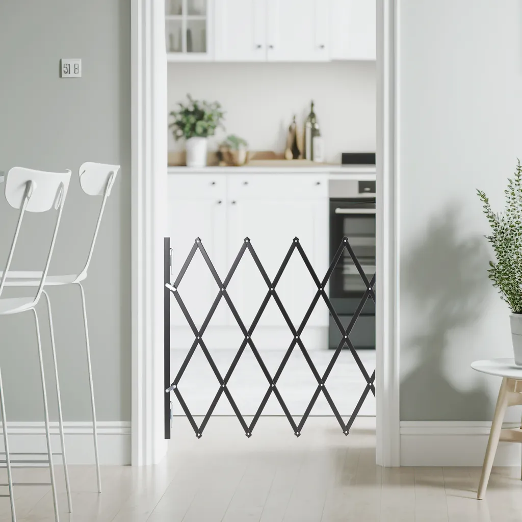 Relaxdays Ausziehbares Hundeabsperrgitter Schwarz 2 Relaxdays Ausziehbares Hundeabsperrgitter Schwarz – Bild 2