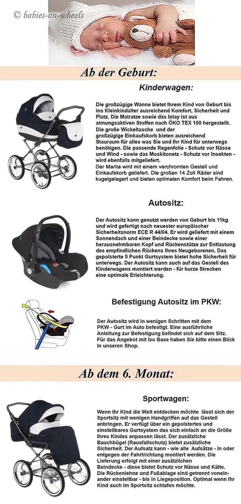 Kinderwagen Retro 3 In 1 „Roan Emma“ (E-73) – Sportsitz, Autositz Und Mega Zubehör 3 Kinderwagen Retro 3 In 1 „Roan Emma“ (E-73) – Sportsitz, Autositz Und Mega Zubehör – Bild 3